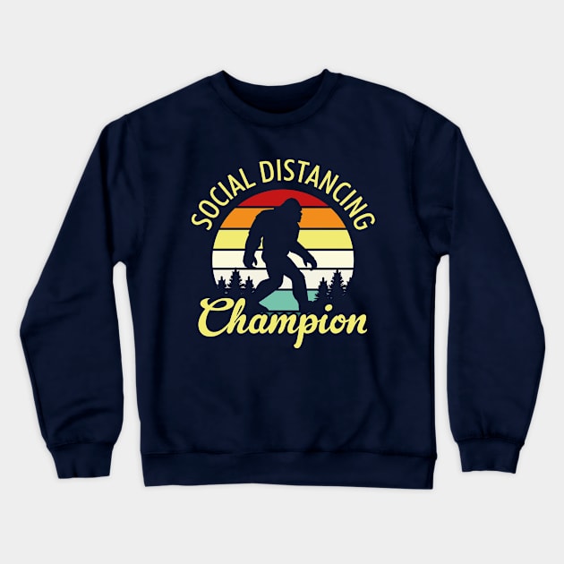 Bigfoot Social Distancing Champion Crewneck Sweatshirt by Rebus28